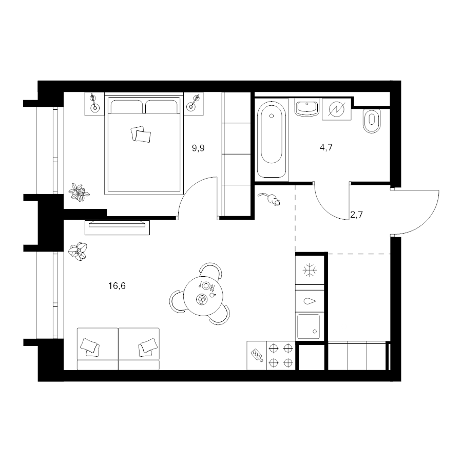 2 ккв (Евро) 36,9 м²