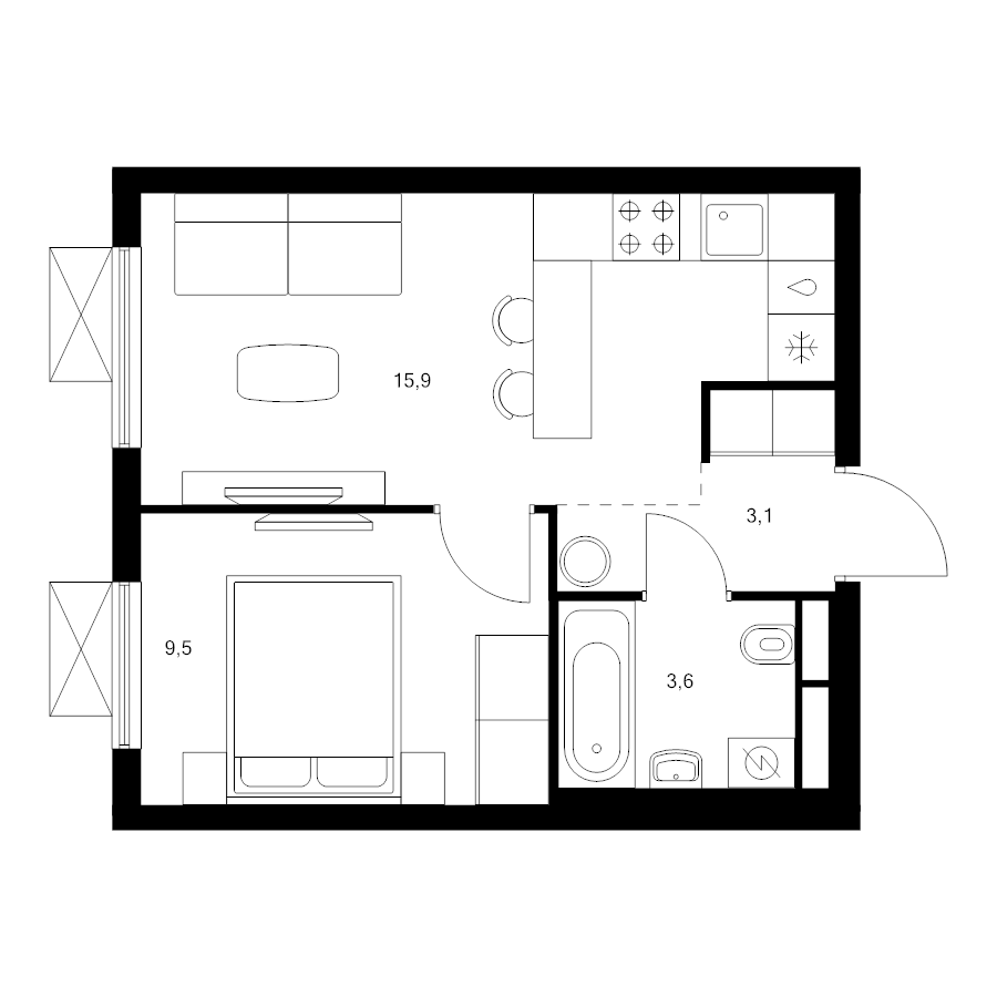 2 ккв (Евро) 32,1 м²