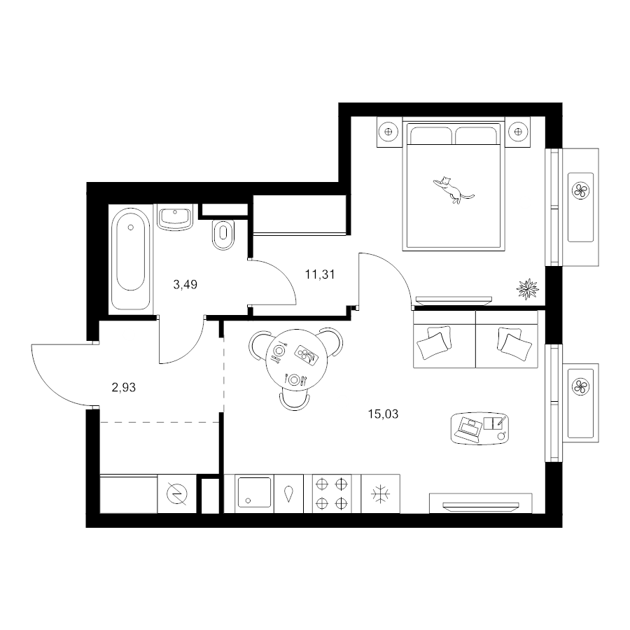 2 ккв (Евро) 35,1 м²