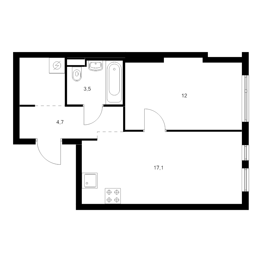 2 ккв (Евро) 40,5 м²