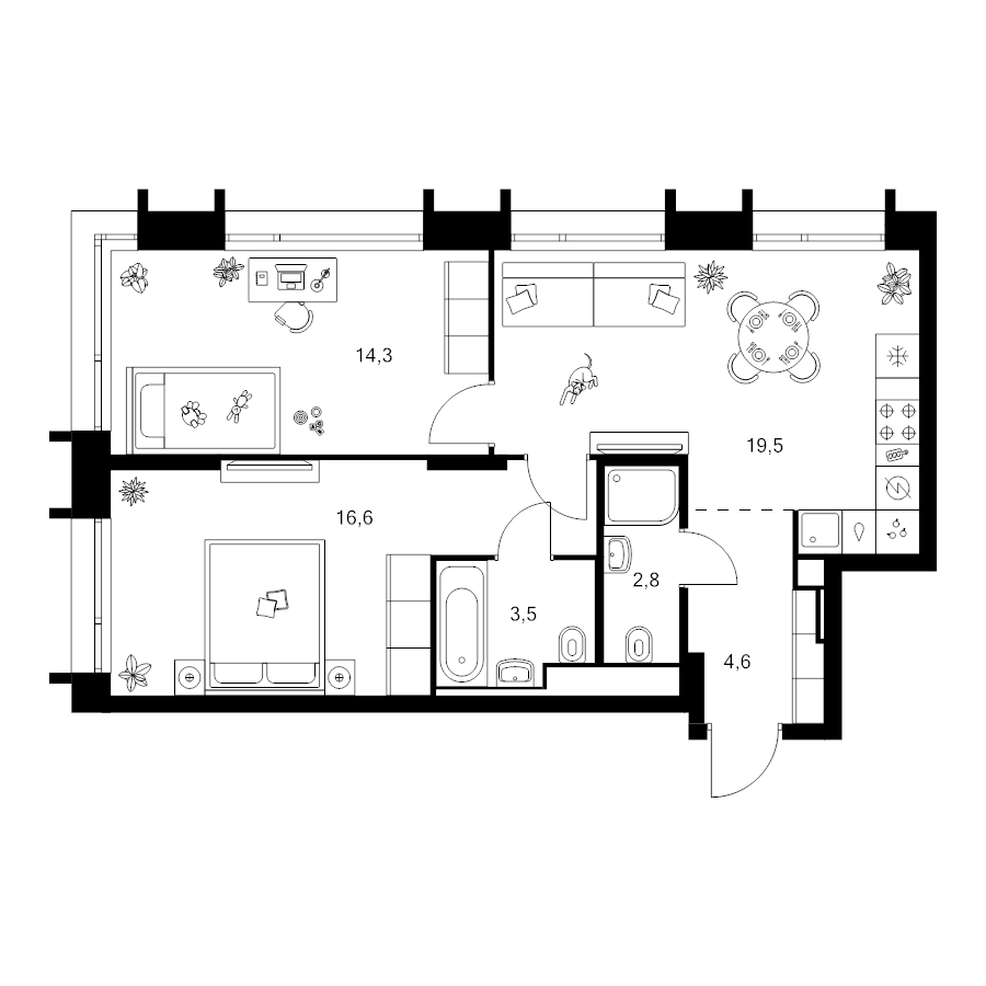 3 ккв (Евро) 61,3 м²