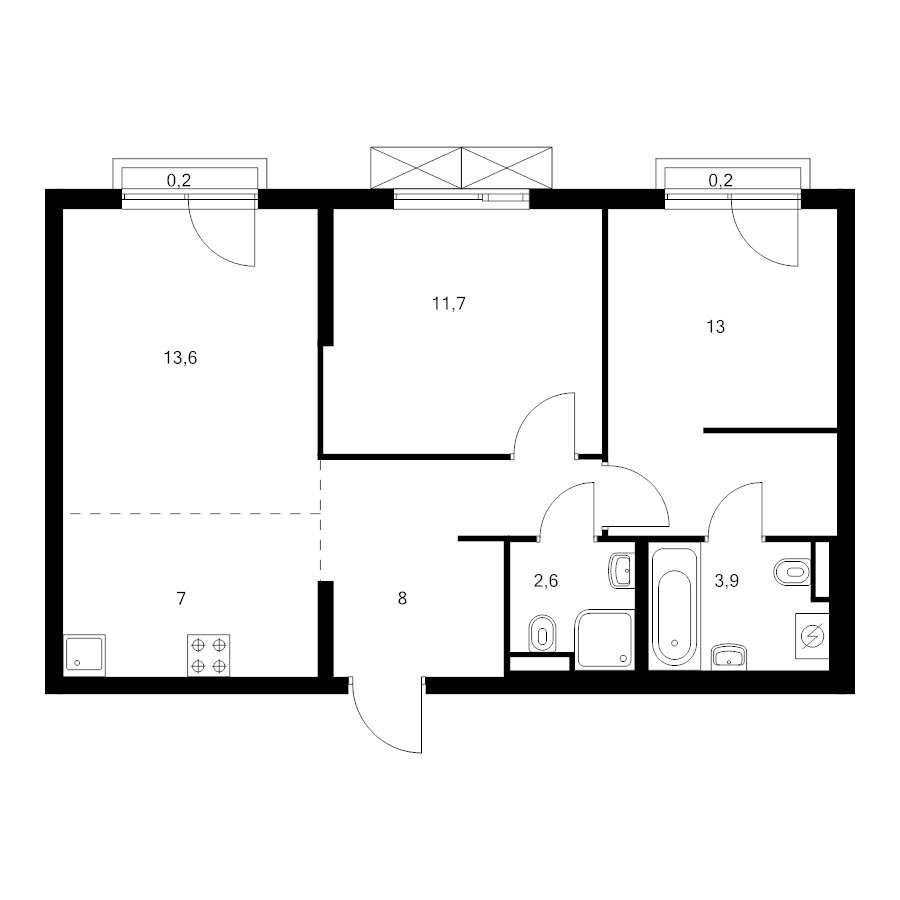 3 ккв (Евро) 60,2 м²