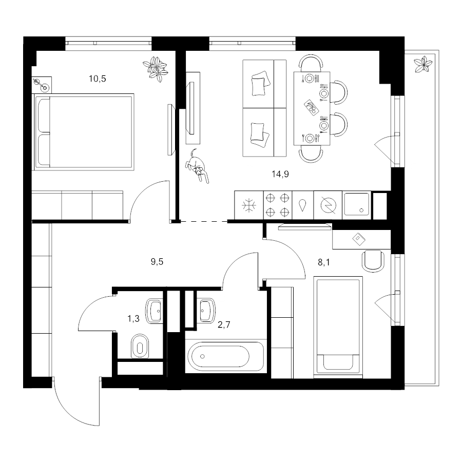 3 ккв (Евро) 48,3 м²