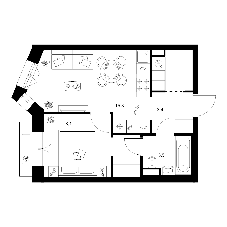 2 ккв (Евро) 36,4 м²