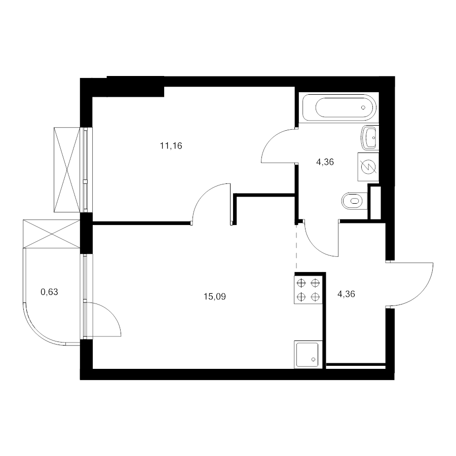 2 ккв (Евро) 35,6 м²