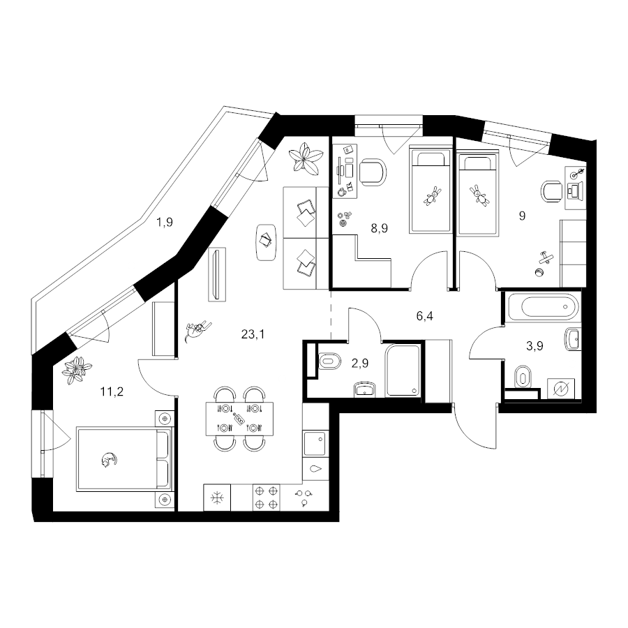 4 ккв (Евро) 67,5 м²