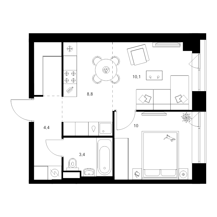 2 ккв (Евро) 39,5 м²