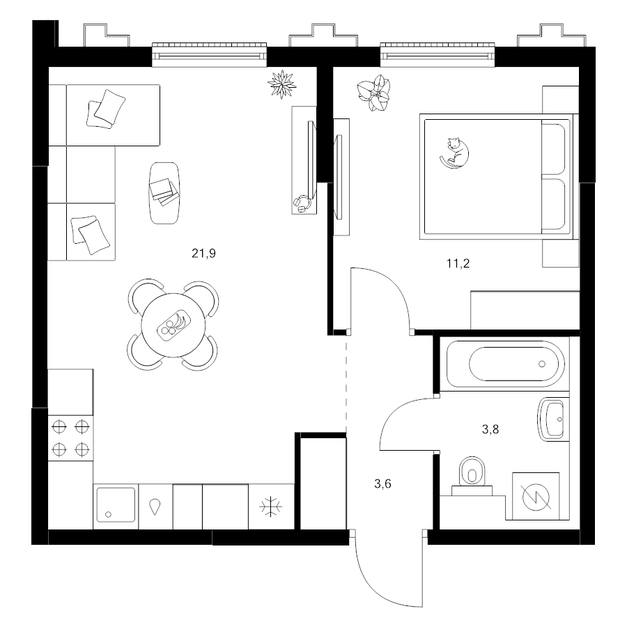 2 ккв (Евро) 40,5 м²