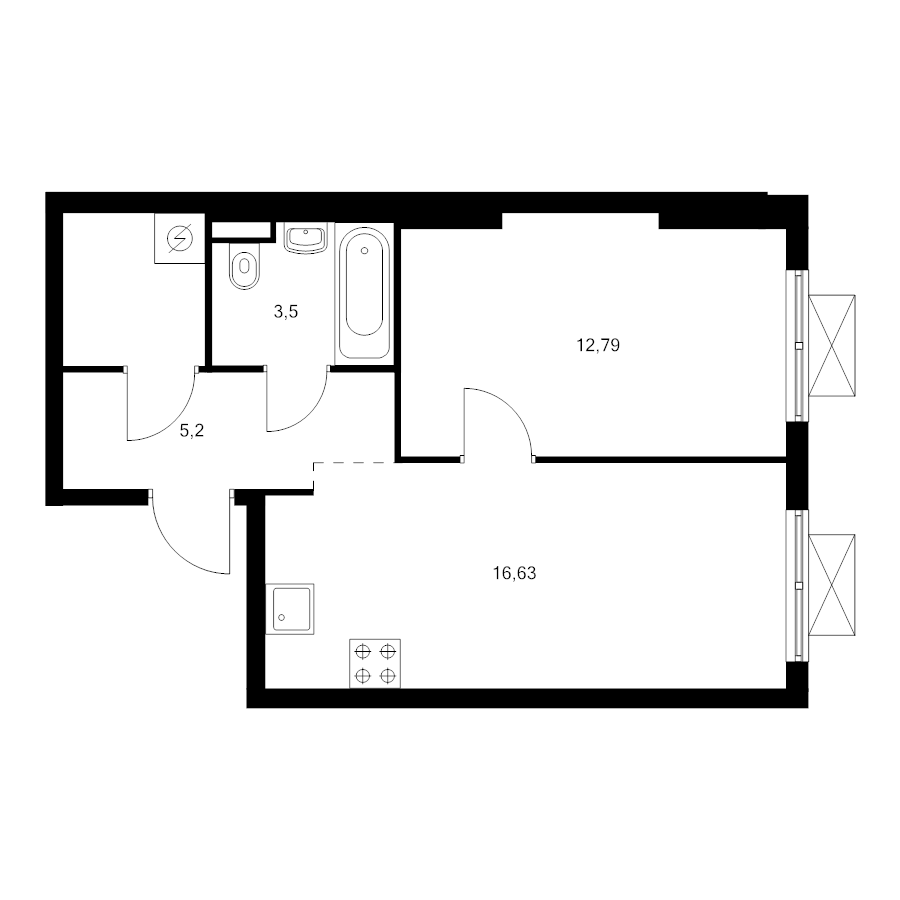 2 ккв (Евро) 41,3 м²
