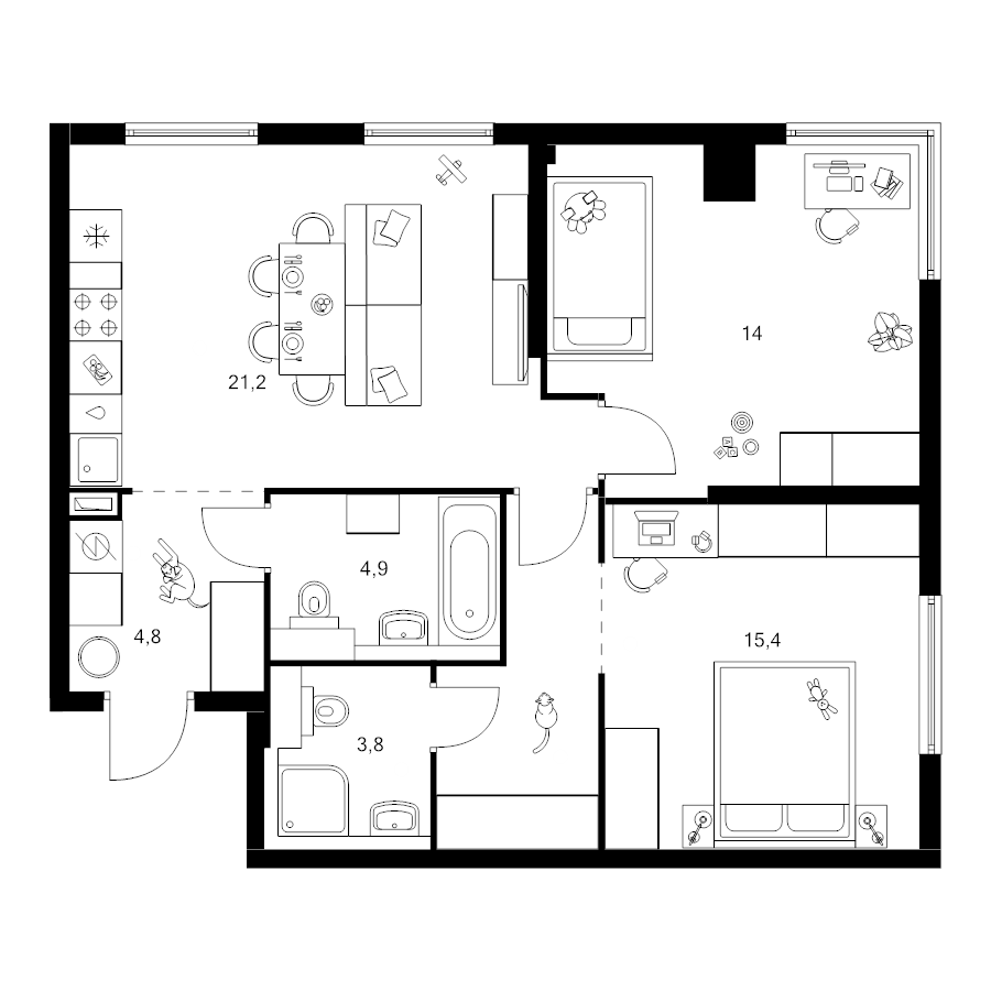 3 ккв (Евро) 70 м²