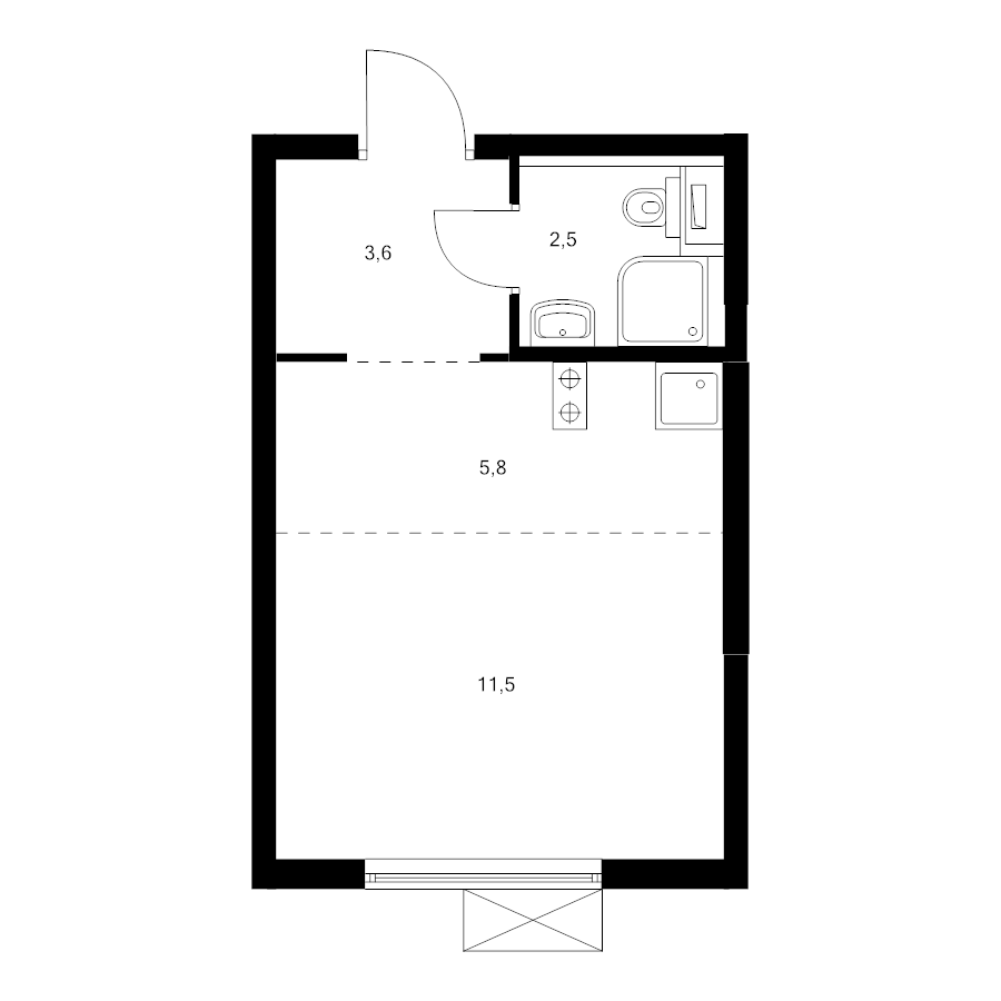 Студия 23,3 м²