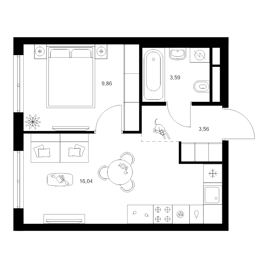 2 ккв (Евро) 33,1 м²