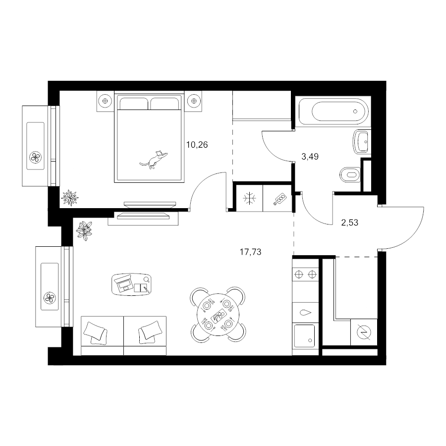 2 ккв (Евро) 39,2 м²