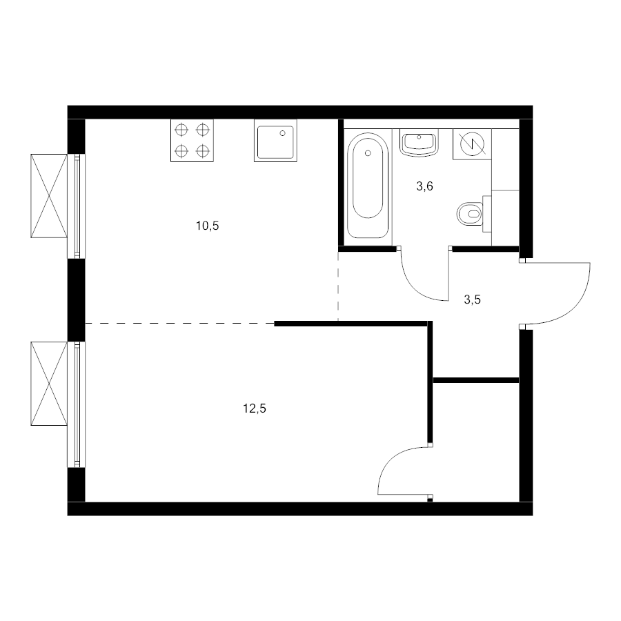 Студия 31,8 м²