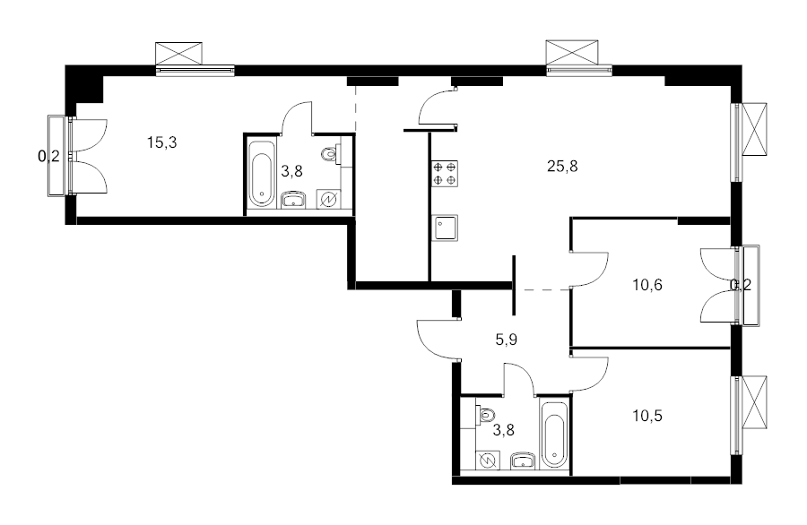 4 ккв (Евро) 83,4 м²