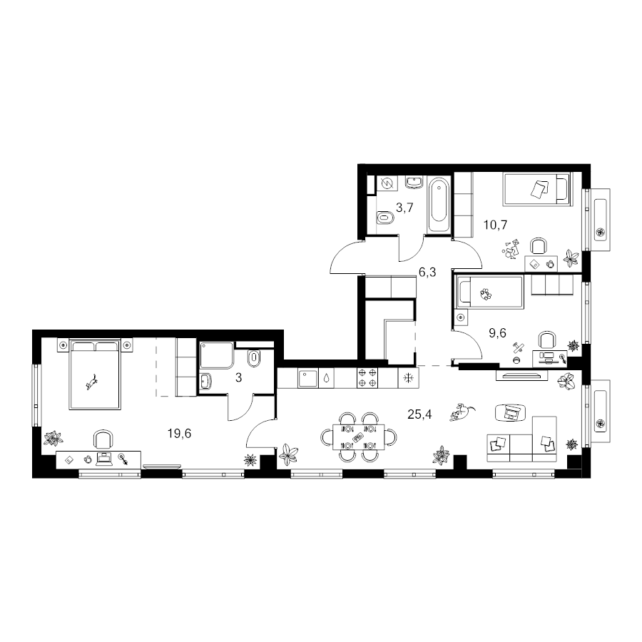 4 ккв (Евро) 82,8 м²