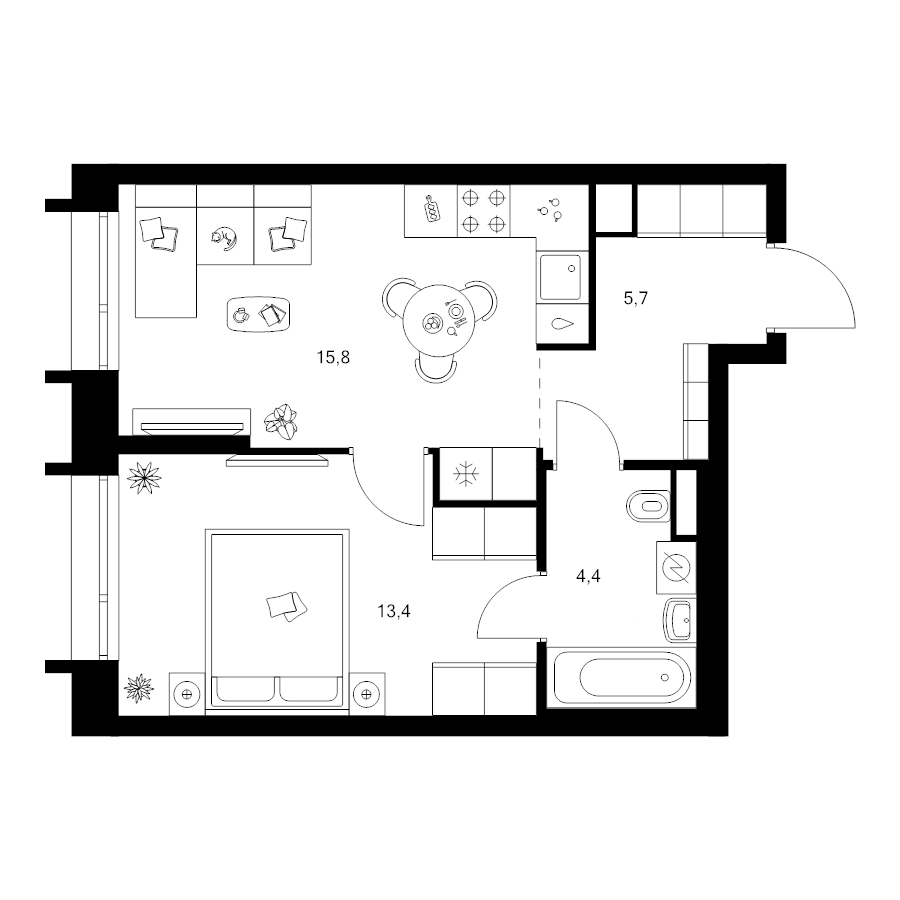 2 ккв (Евро) 39,3 м²