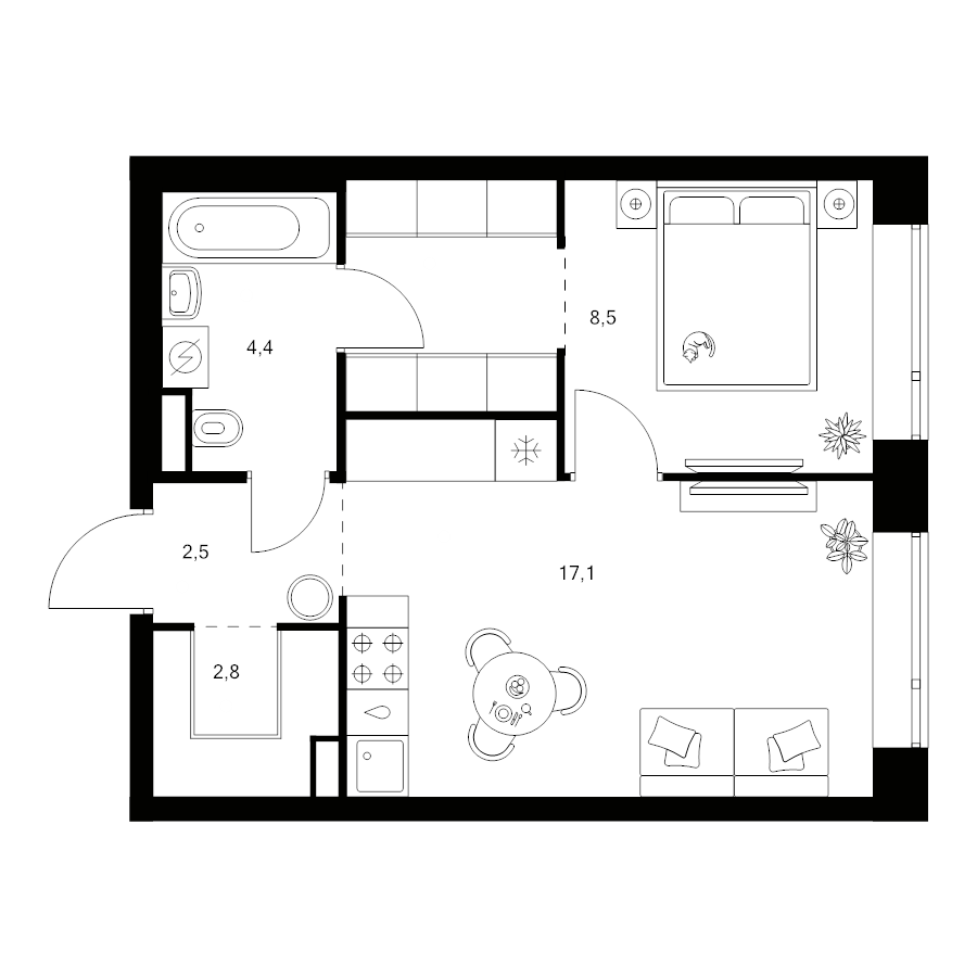 2 ккв (Евро) 39,9 м²