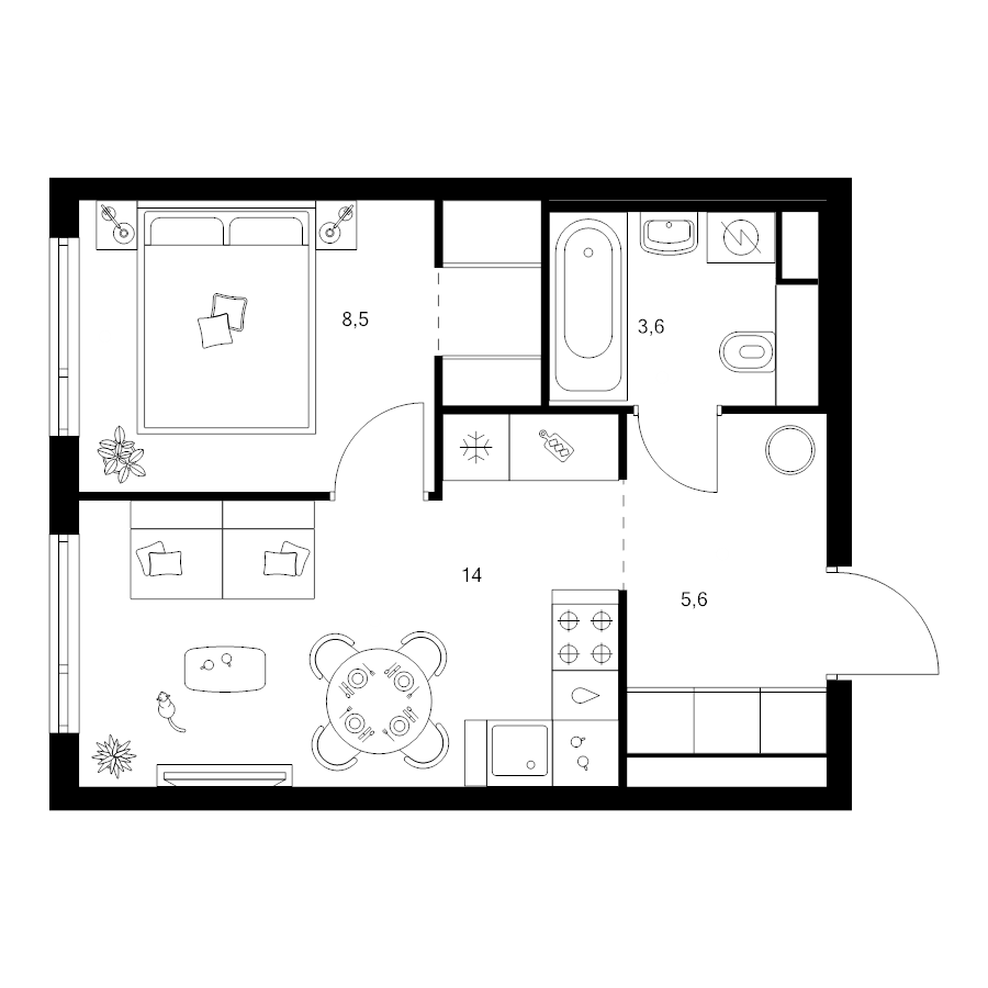 1 ккв 33,3 м²