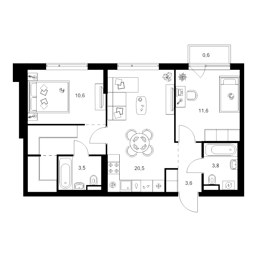3 ккв (Евро) 62,4 м²