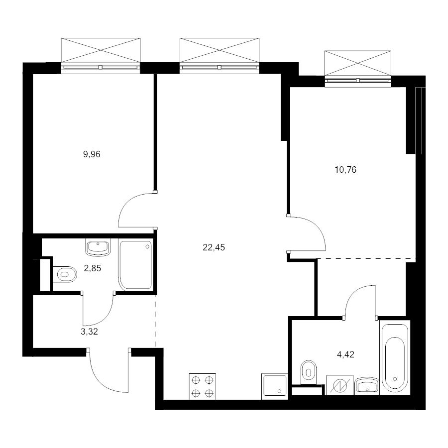 3 ккв (Евро) 56,4 м²