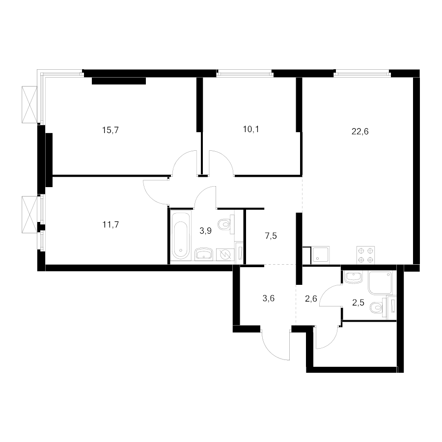 4 ккв (Евро) 82,8 м²