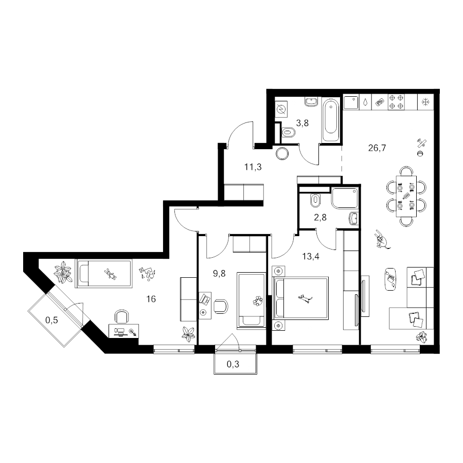 4 ккв (Евро) 84,6 м²