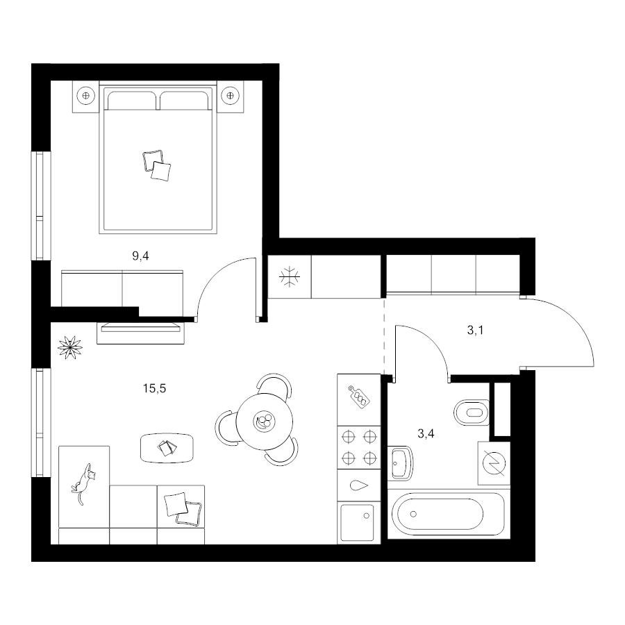 2 ккв (Евро) 31,4 м²