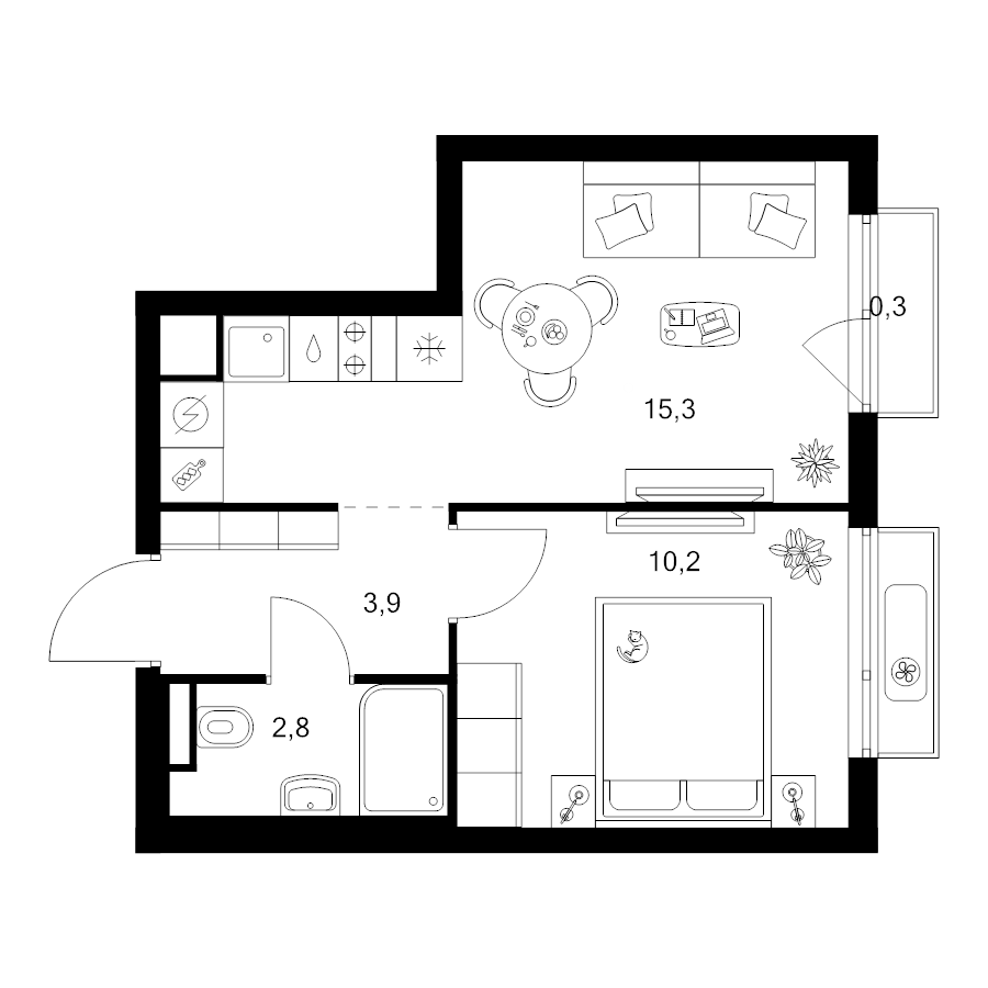 2 ккв (Евро) 32,5 м²