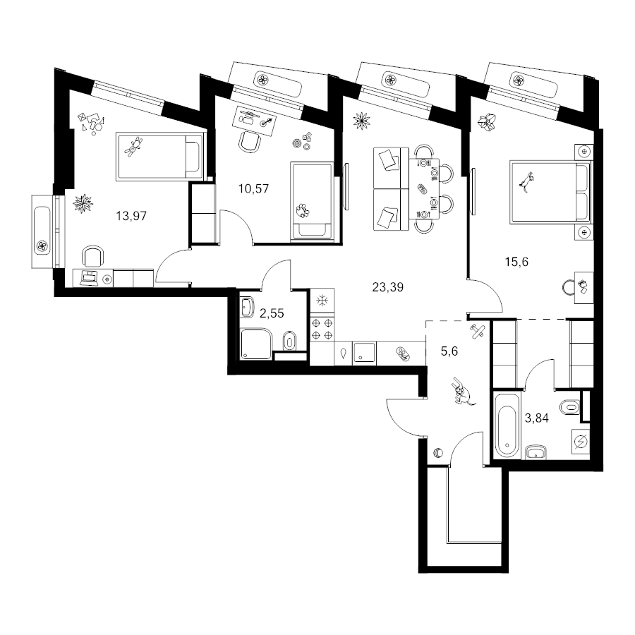 4 ккв (Евро) 84,2 м²