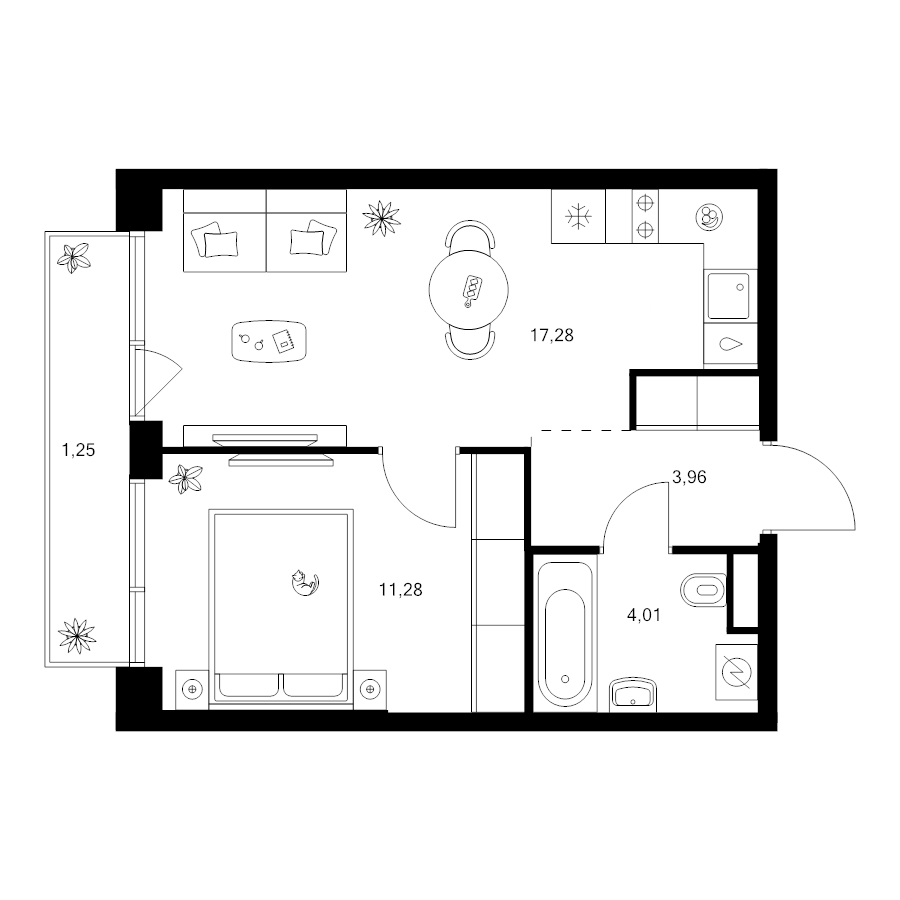 2 ккв (Евро) 37,8 м²