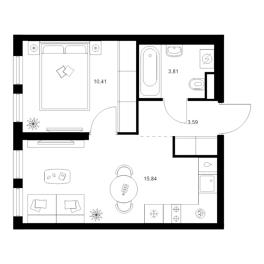 2 ккв (Евро) 33,7 м²