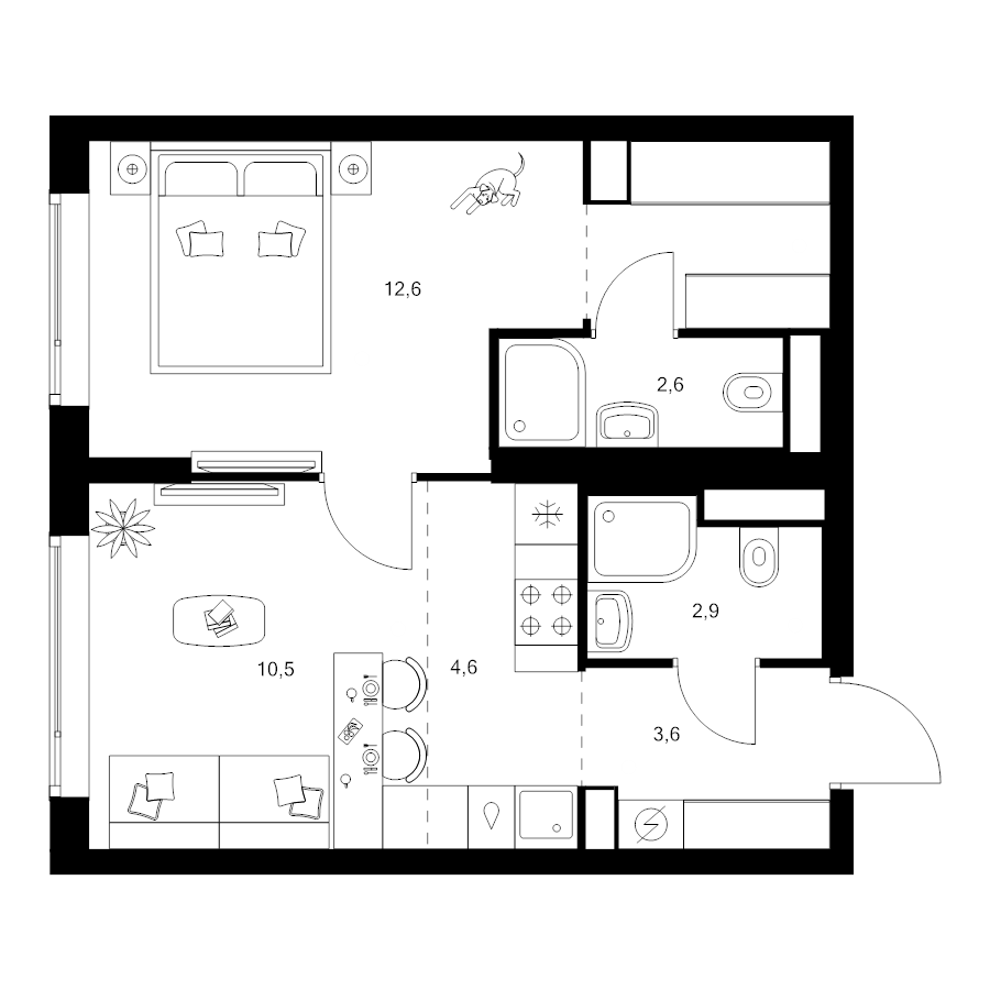 2 ккв (Евро) 40,4 м²