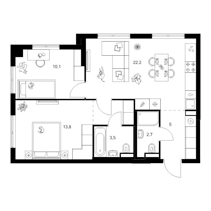 3 ккв (Евро) 60,3 м²