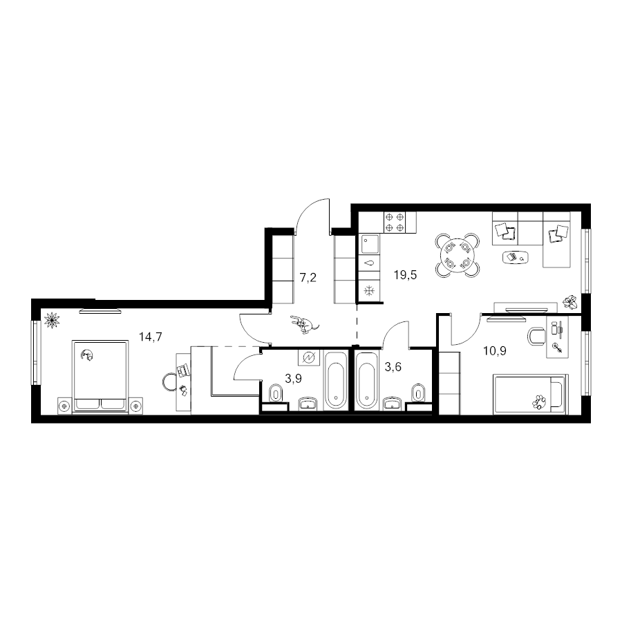 3 ккв (Евро) 63,5 м²