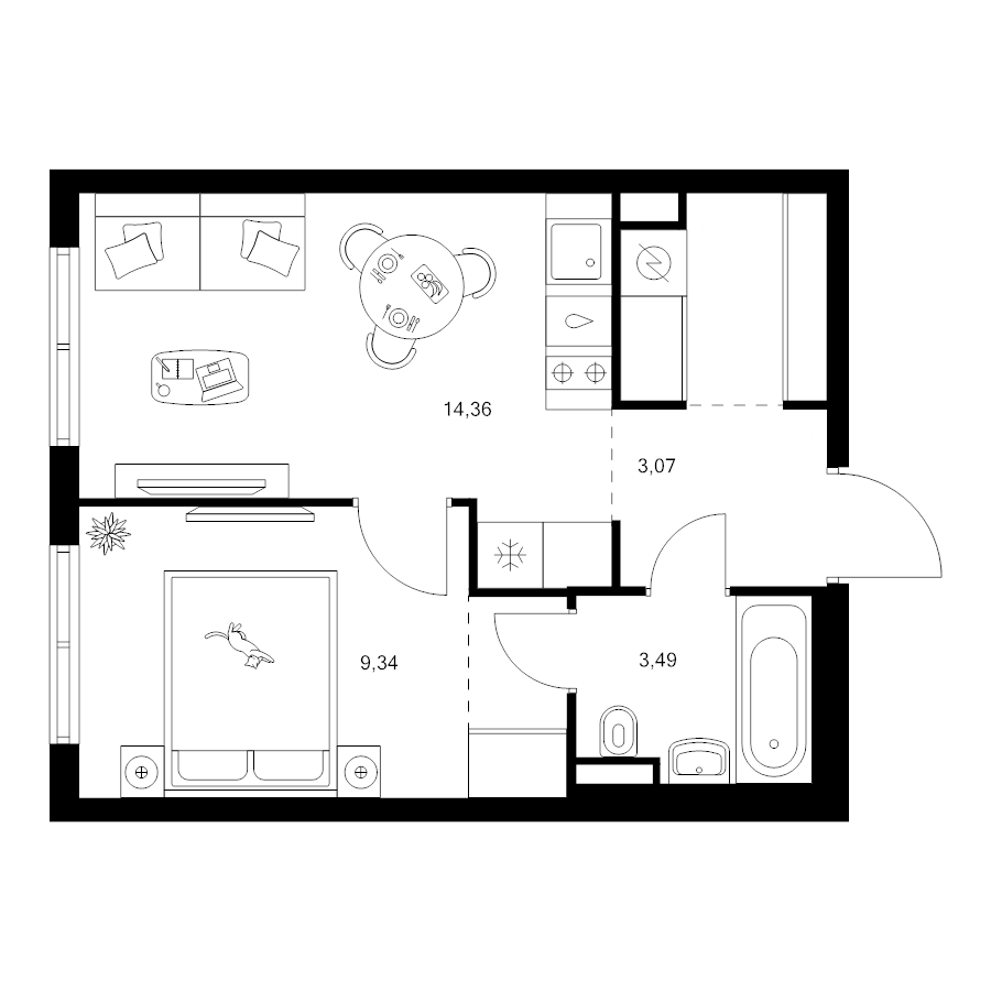 1 ккв 35,3 м²