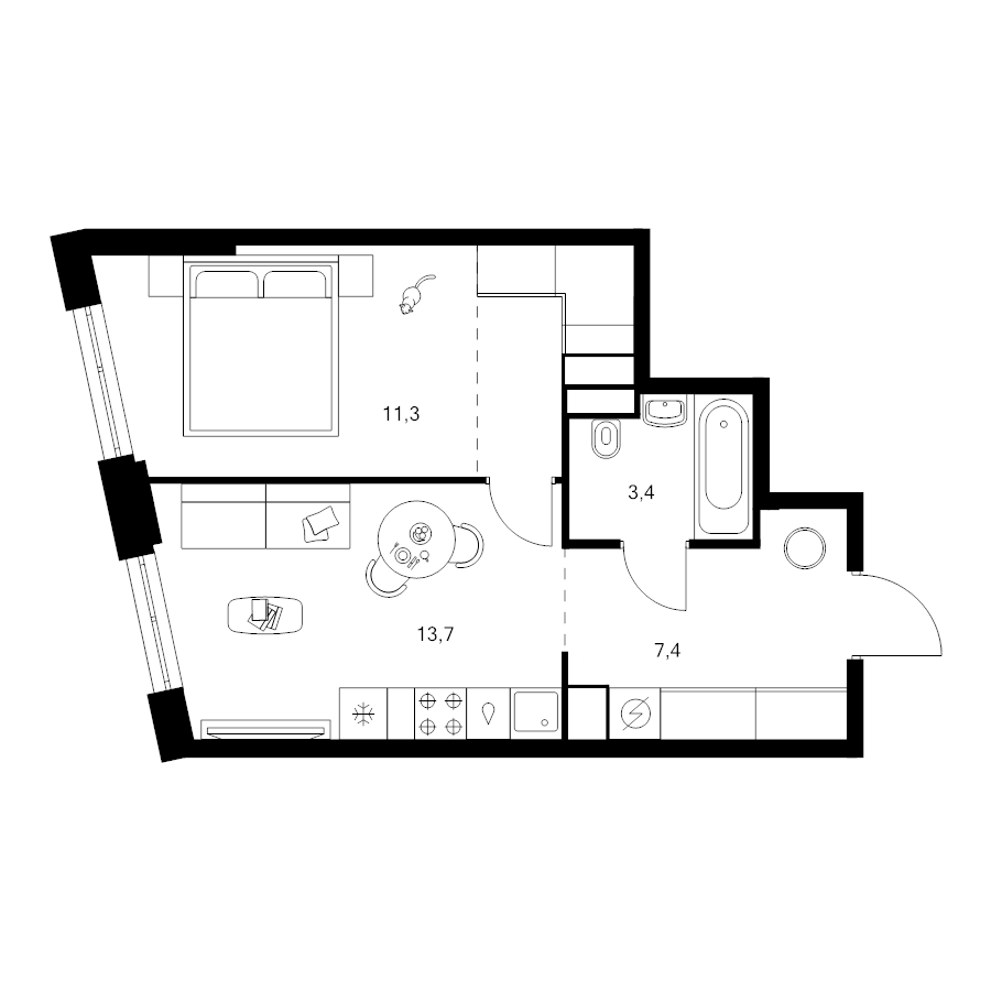 1 ккв 39,5 м²