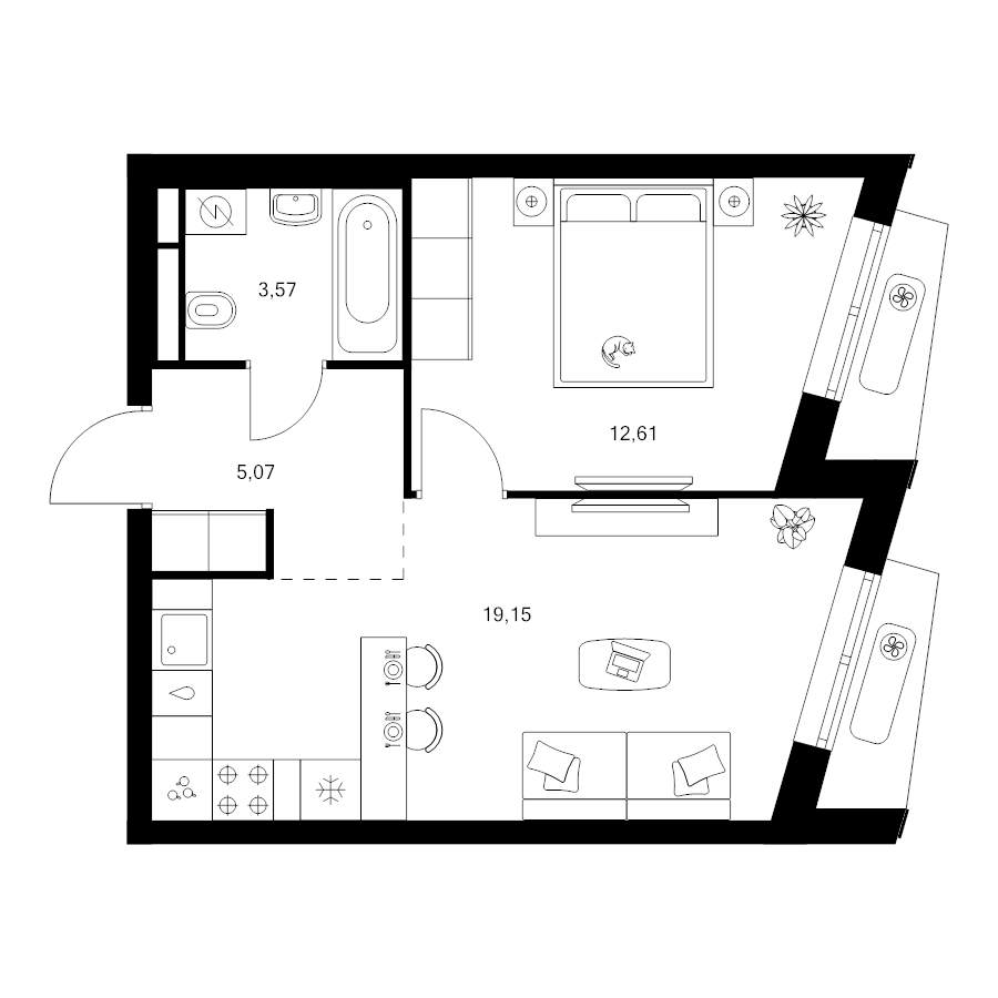 2 ккв (Евро) 40,4 м²