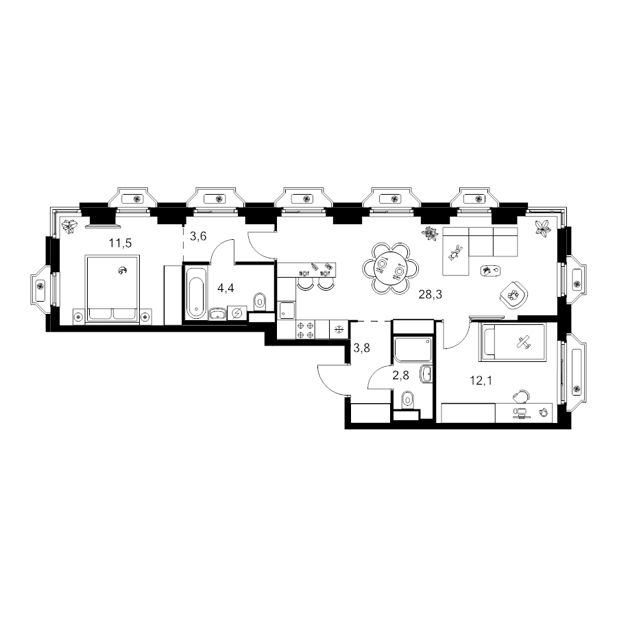 3 ккв (Евро) 66,5 м²