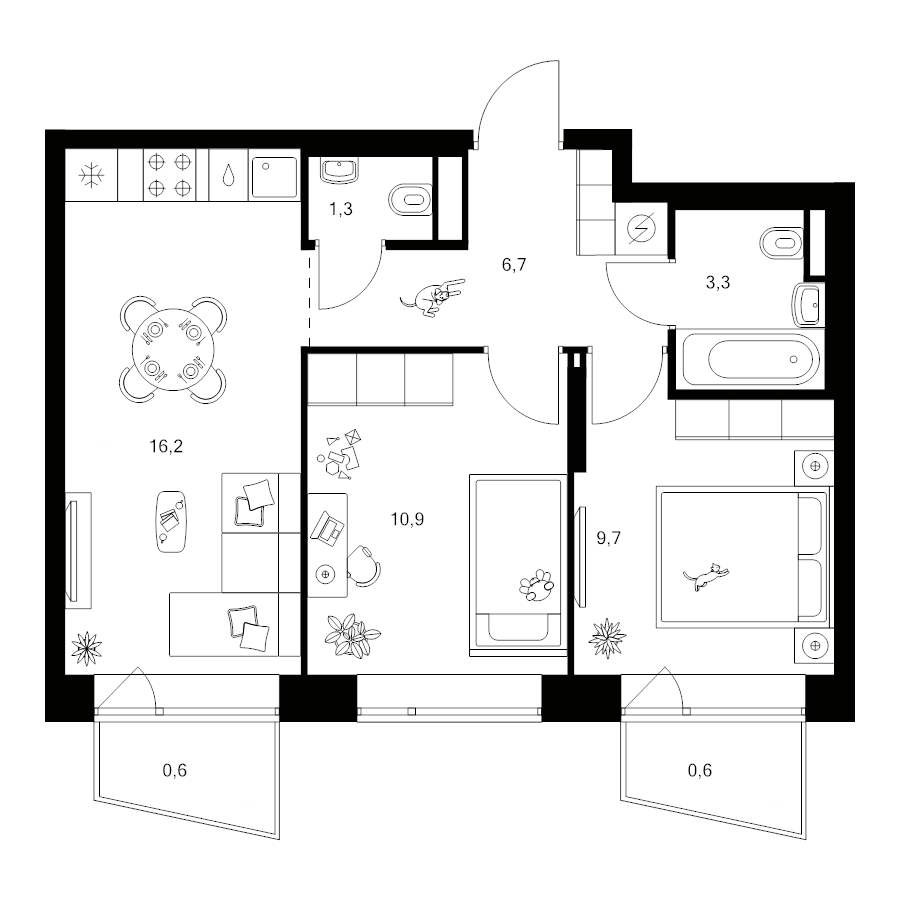 3 ккв (Евро) 49,3 м²