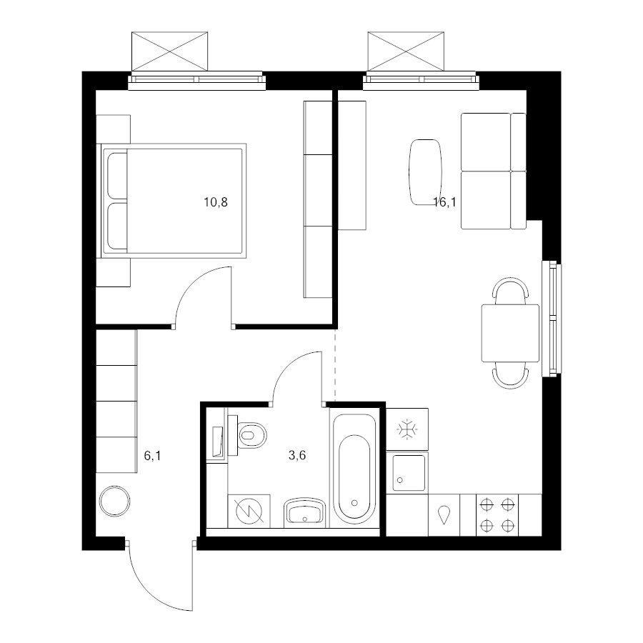 2 ккв (Евро) 36,4 м²
