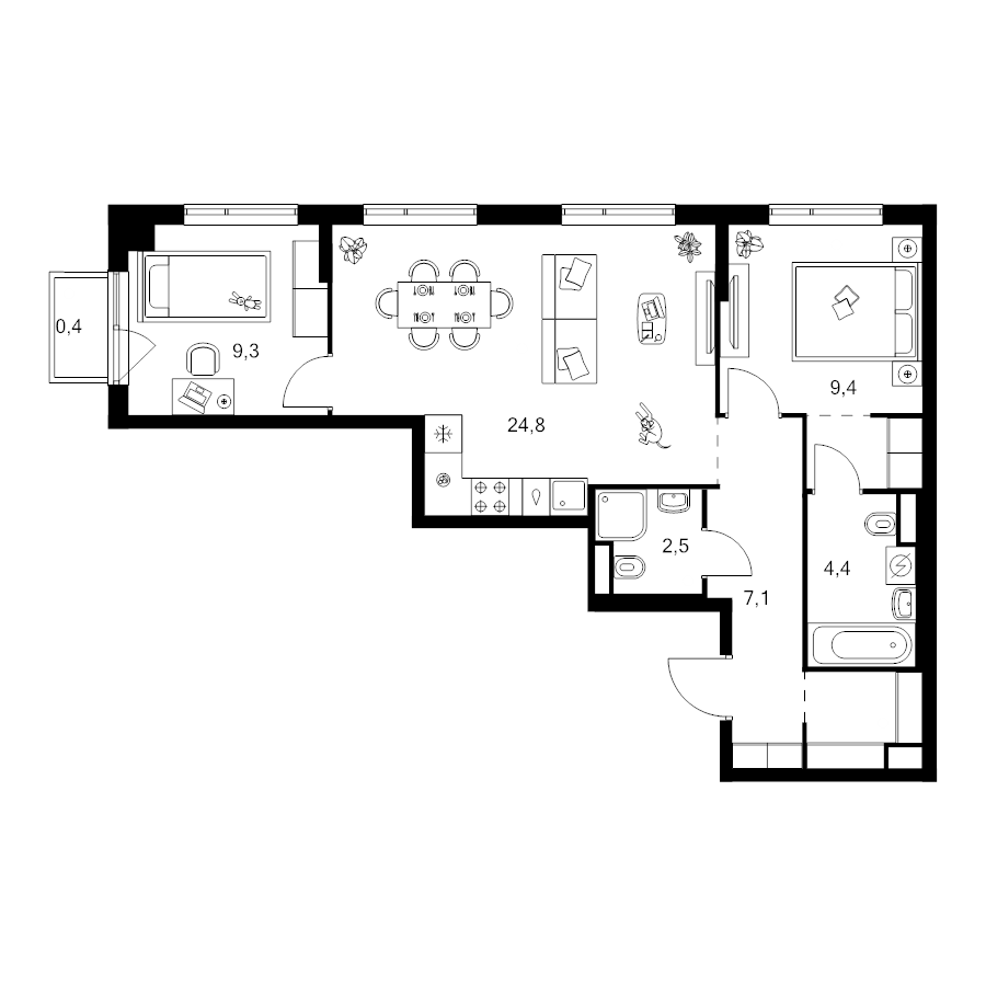 3 ккв (Евро) 62,6 м²