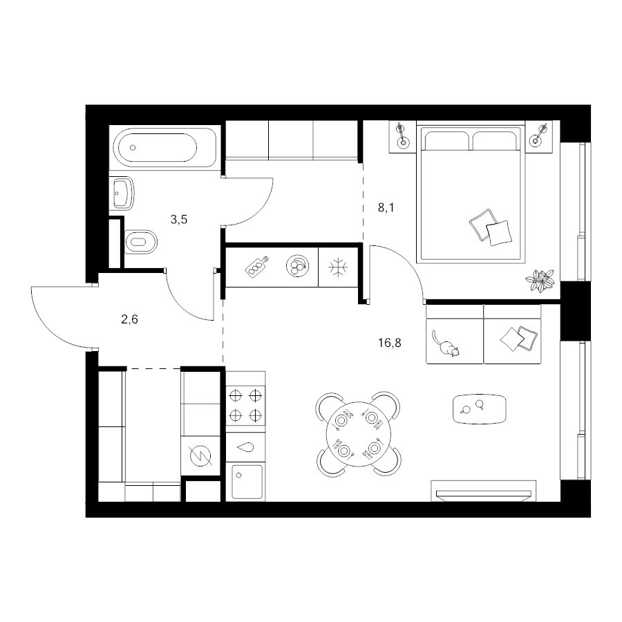2 ккв (Евро) 38,2 м²