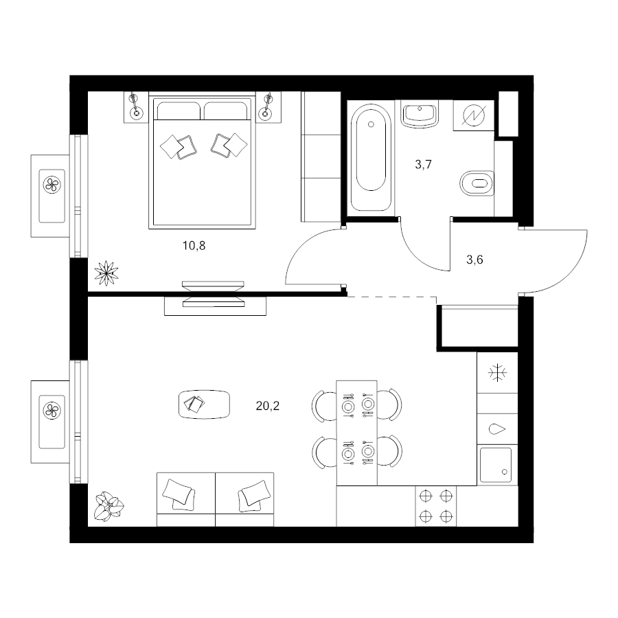 2 ккв (Евро) 38,3 м²