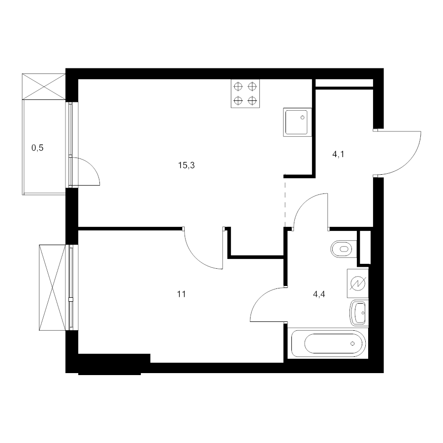 2 ккв (Евро) 35,3 м²