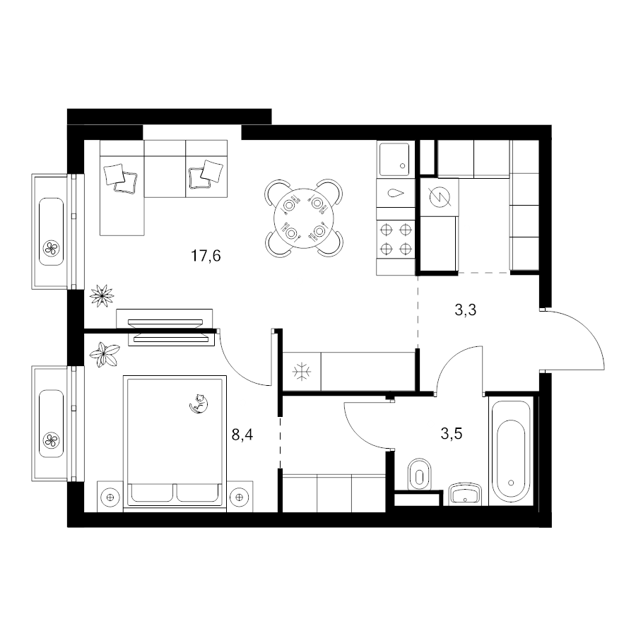 2 ккв (Евро) 39,3 м²