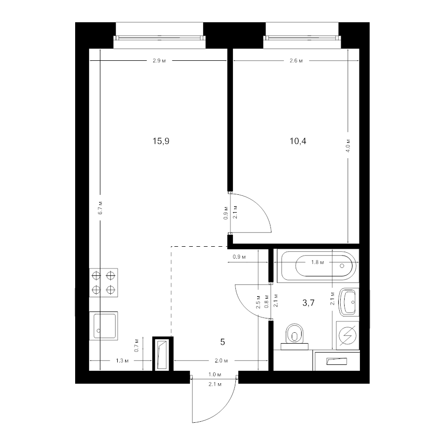 2 ккв (Евро) 35 м²