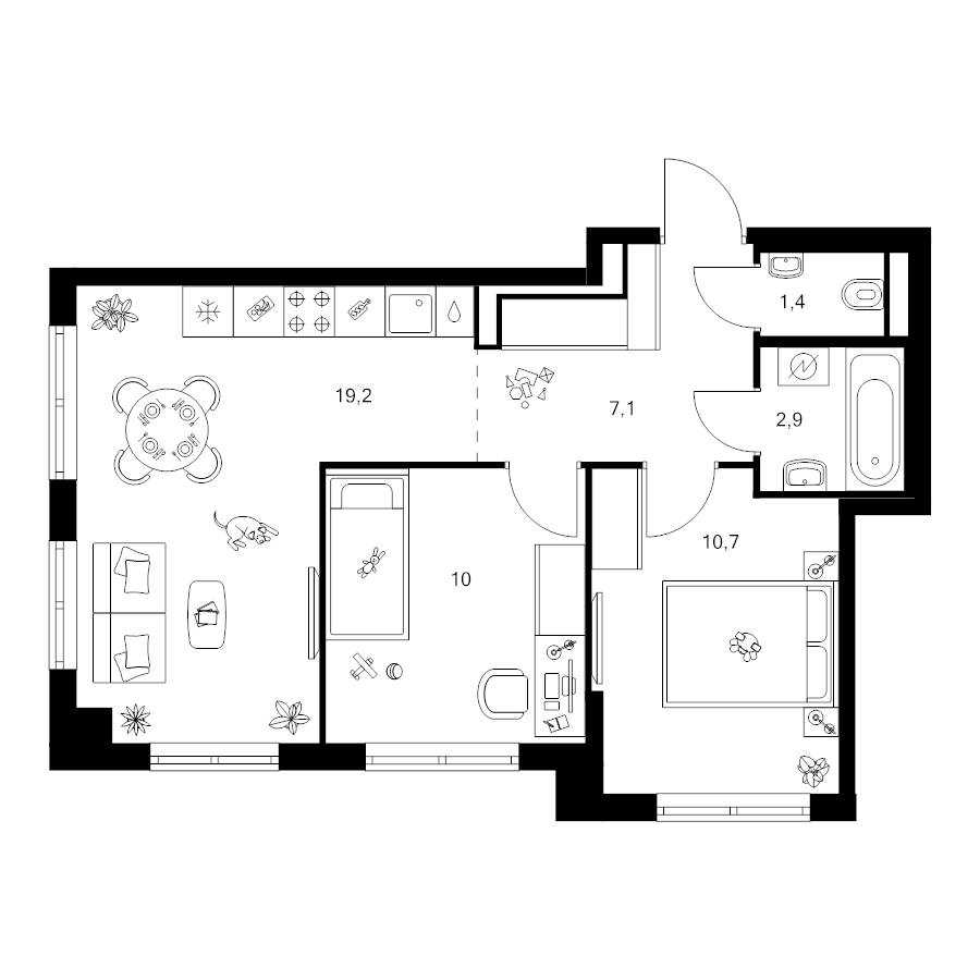 3 ккв (Евро) 51,3 м²