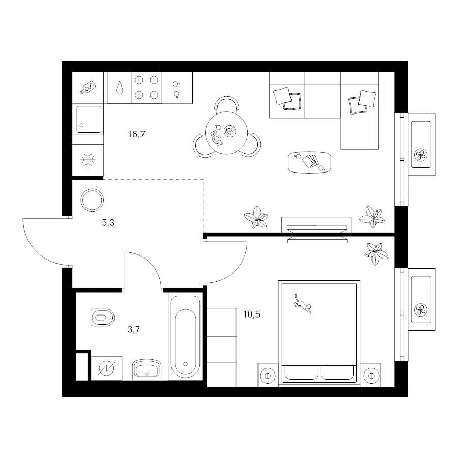 2 ккв (Евро) 36,2 м²