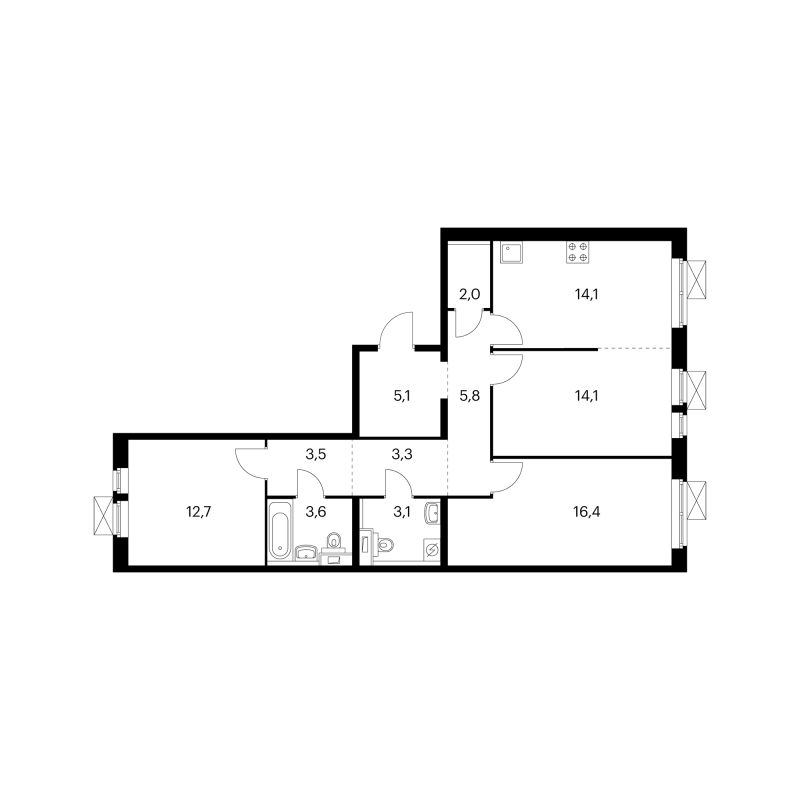 3 ккв 83,2 м²